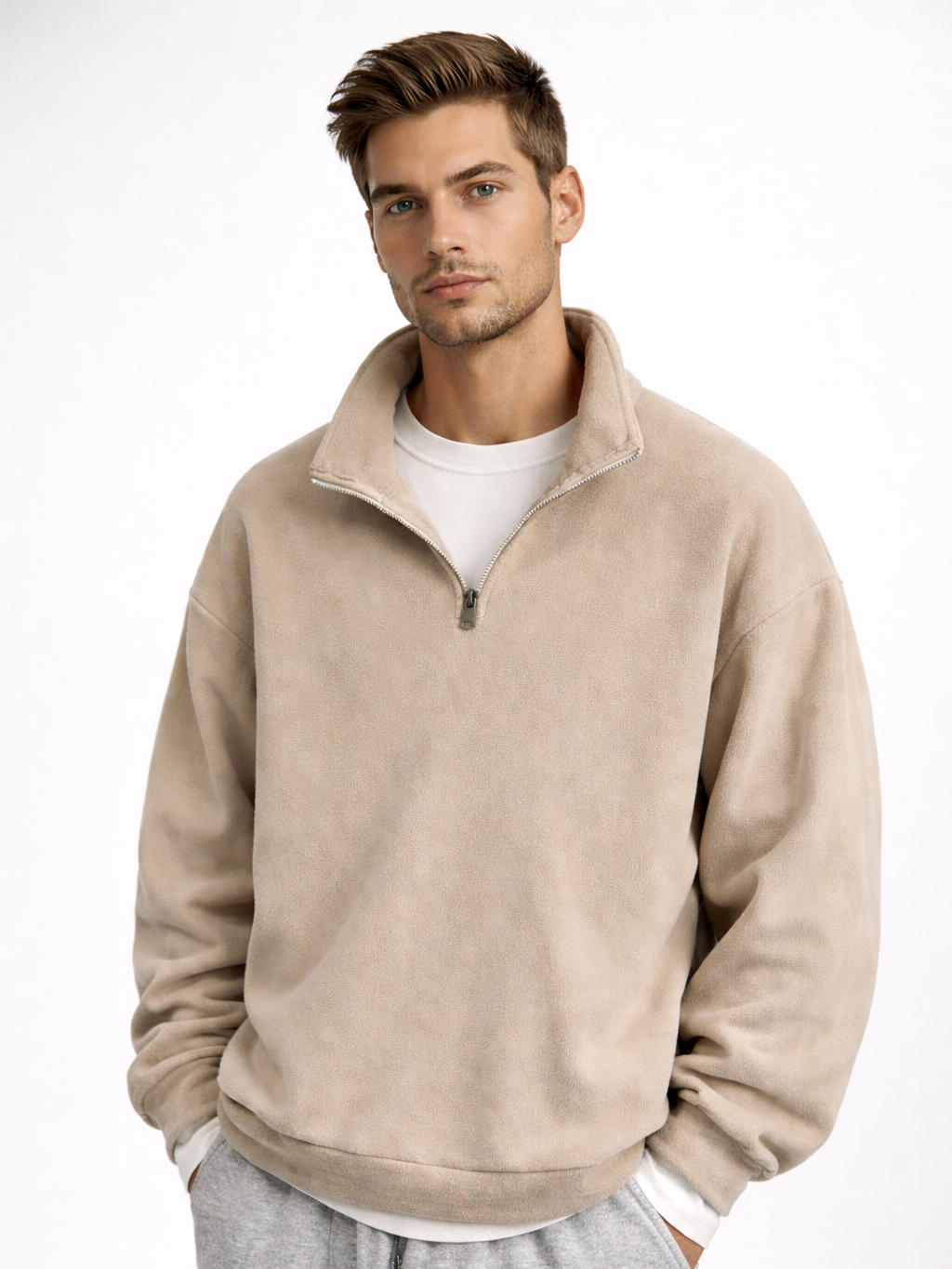 Urban Seoul Half-Zip Fleece Sweatshirt