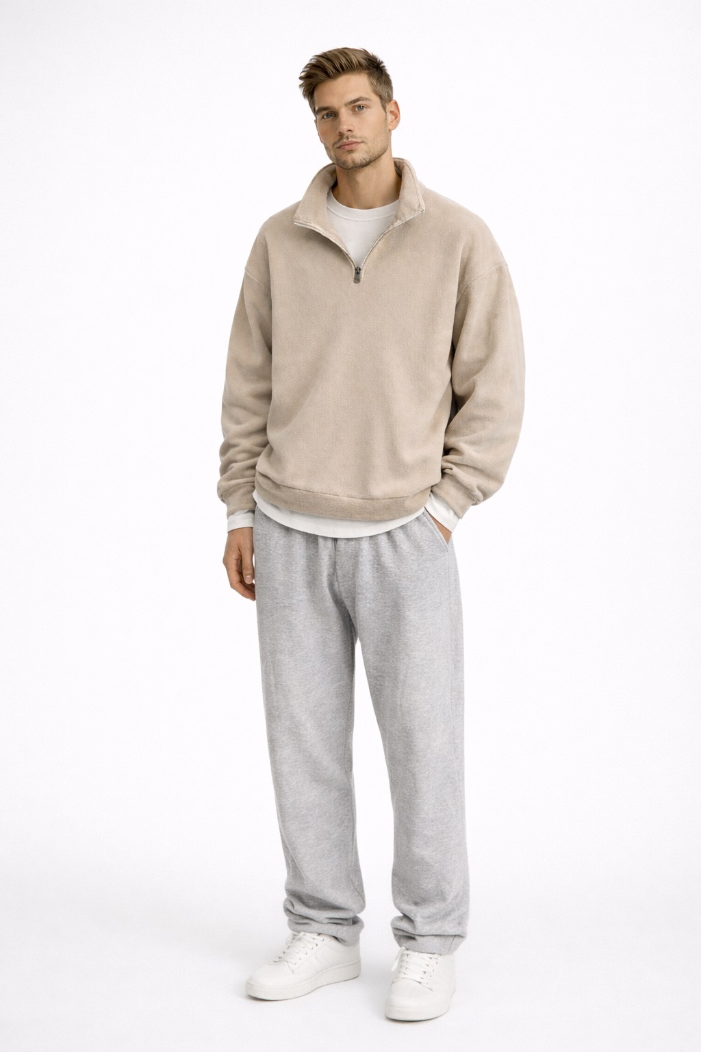 Urban Seoul Half-Zip Fleece Sweatshirt