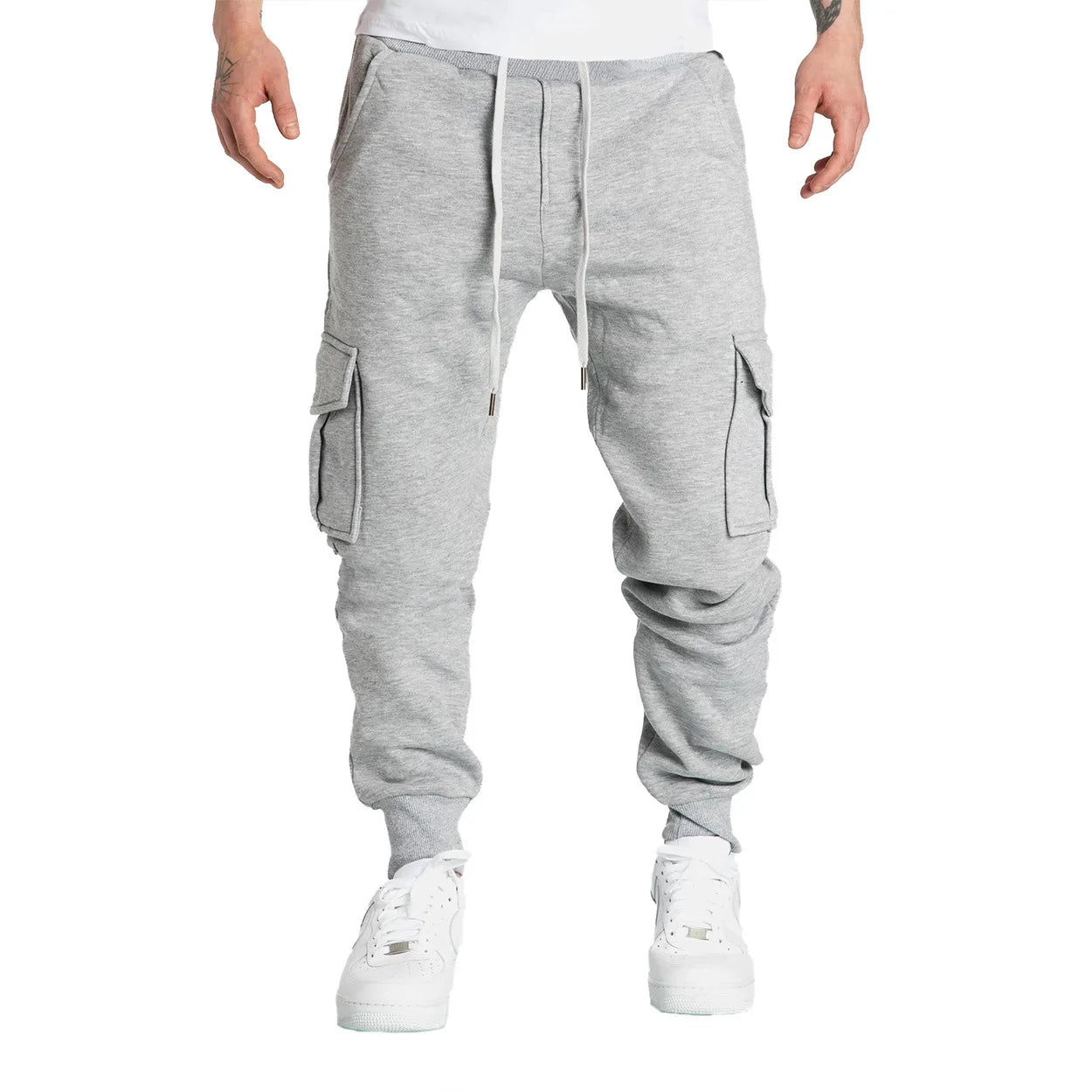 Men's cargo pants made of synthetic wool.